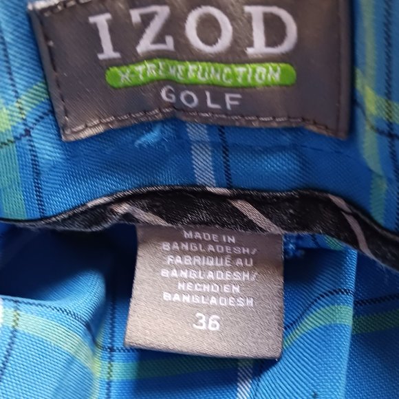 Mens  Izod Xtreme Function Blue  Plaid Golf Shorts  Size 36 - Picture 6 of 11